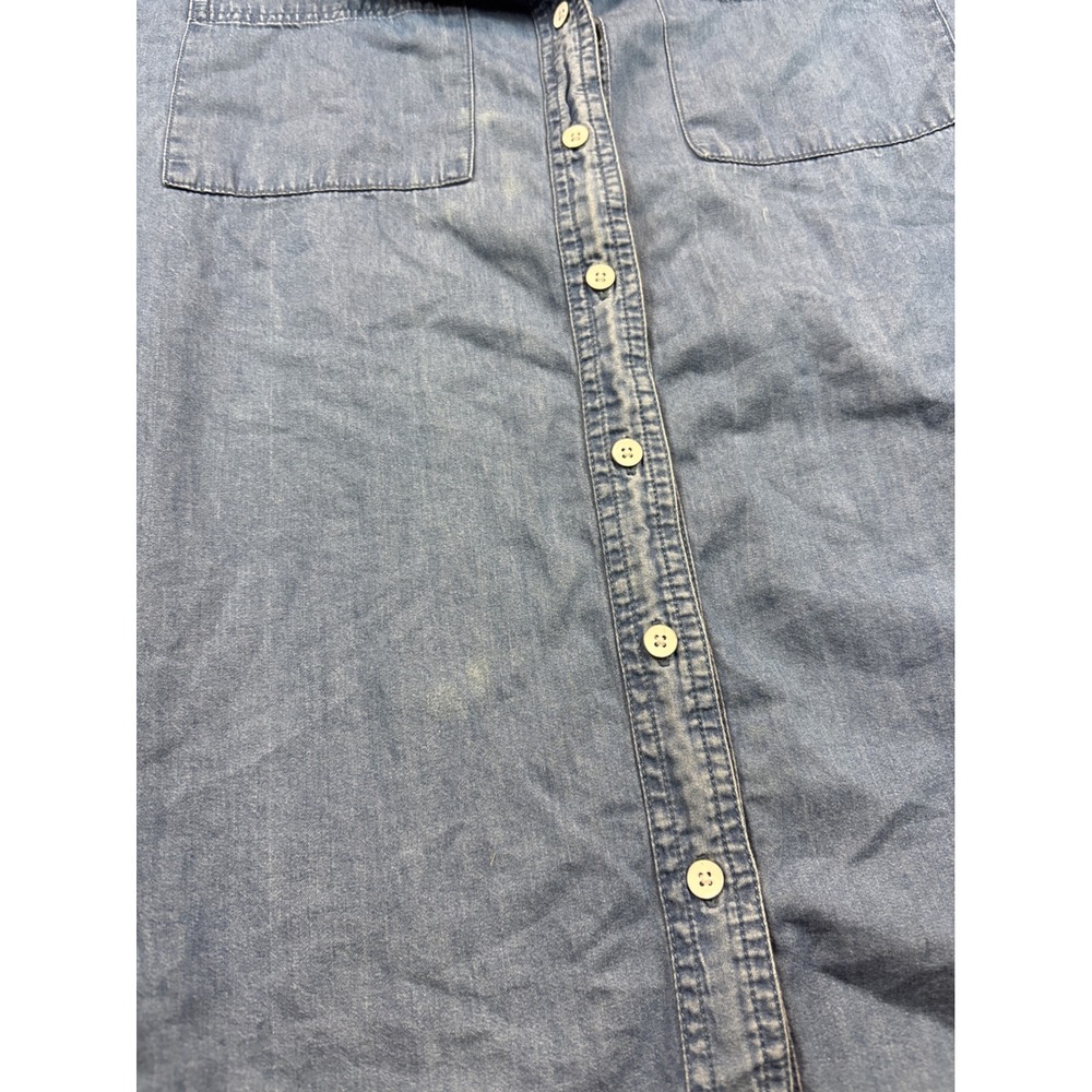 Old Navy The Boyfriend Shirt Blue Denim Chambray Button Down XL Long Sleeve - Picture 2 of 4